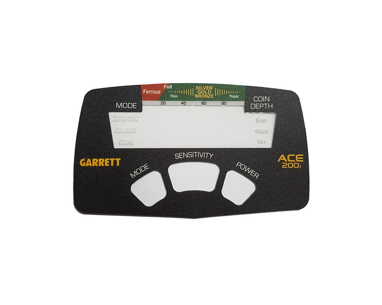 Front panel decal/sticker for Garrett Ace200i