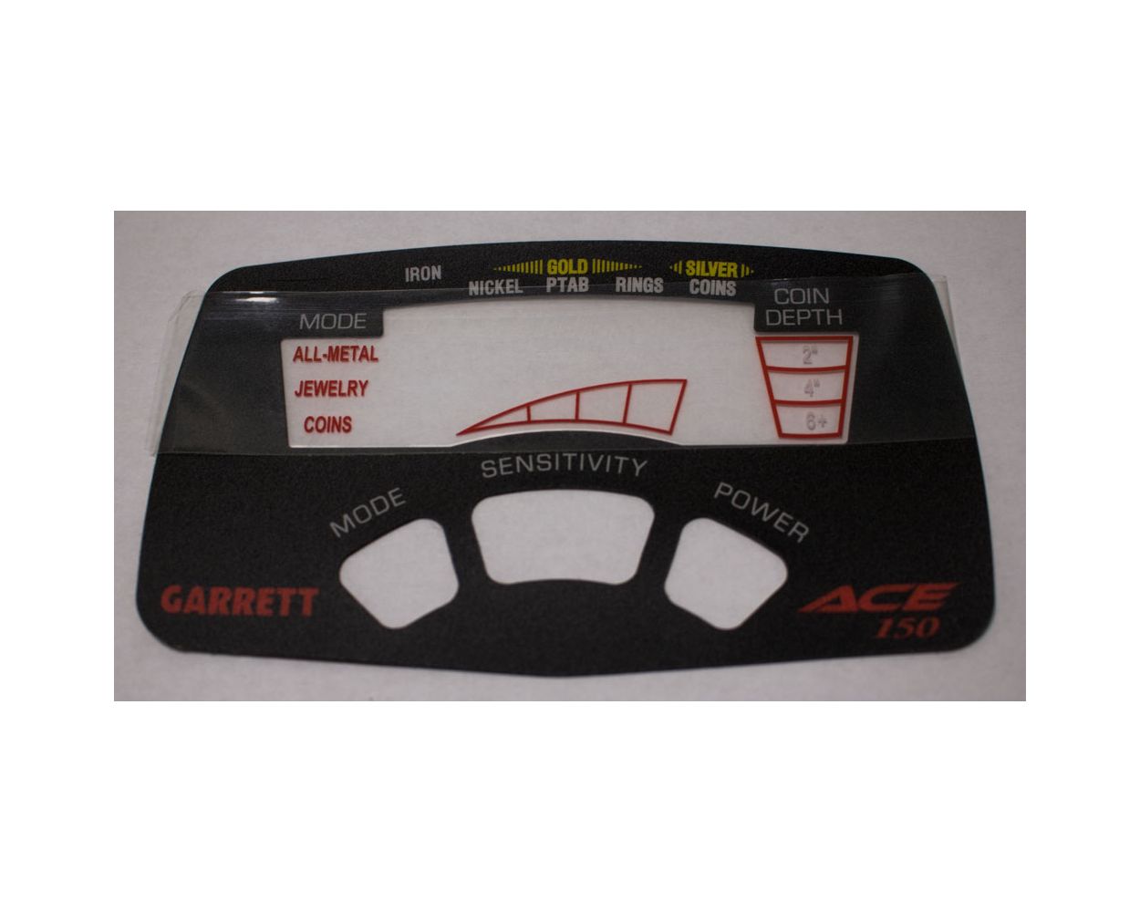 Front panel label for Garrett Ace150 Front panel label for Garrett Ace150