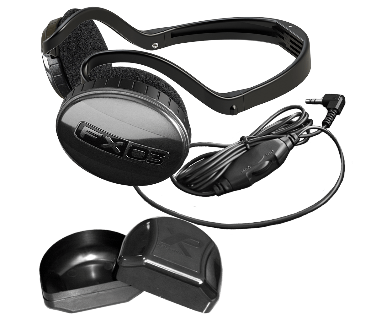 XP lightweight FX03 headphones with storage box